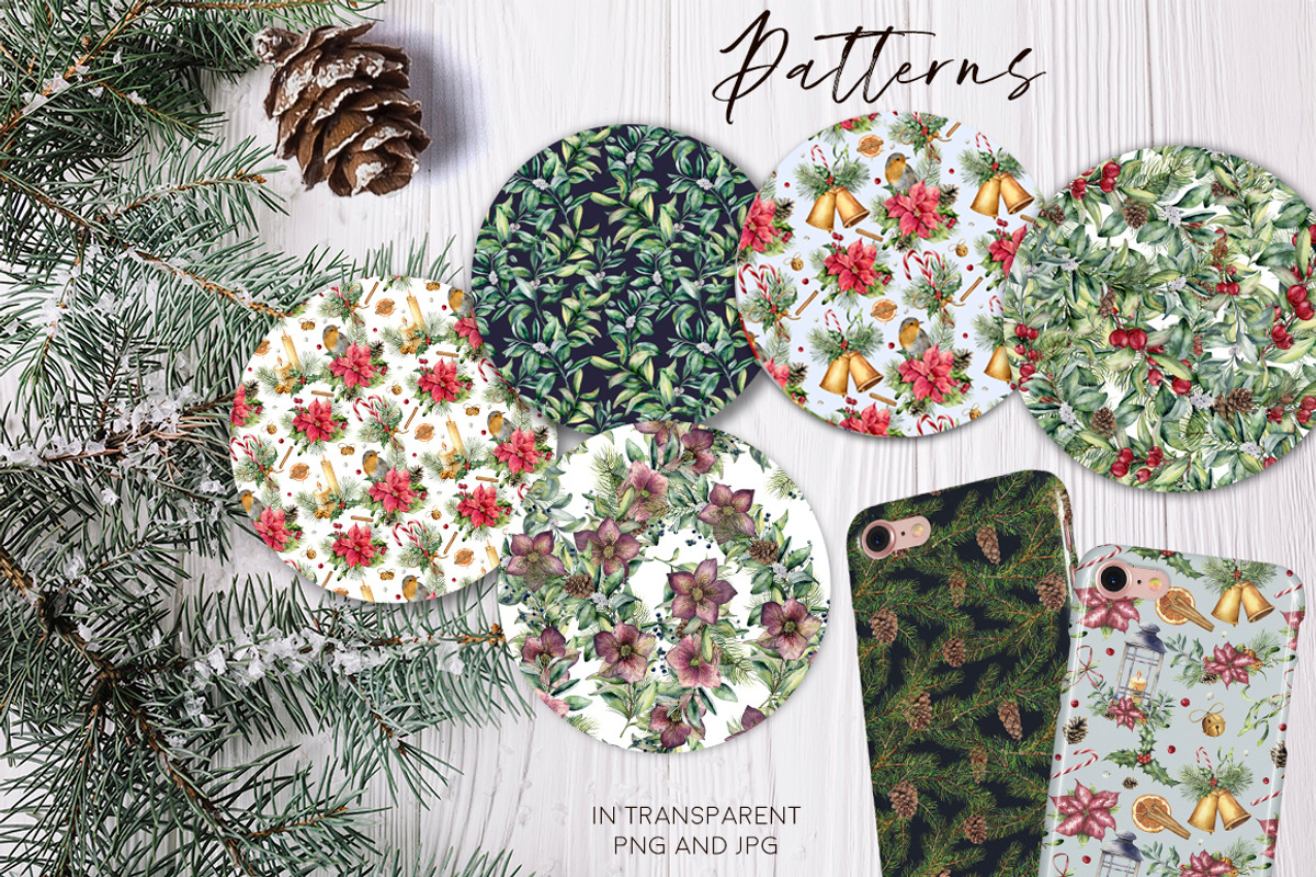 Delicate Christmas Watercolor bundle, a Seasonal Illustration by Yuliya Derbisheva (Photo 9 of 14)