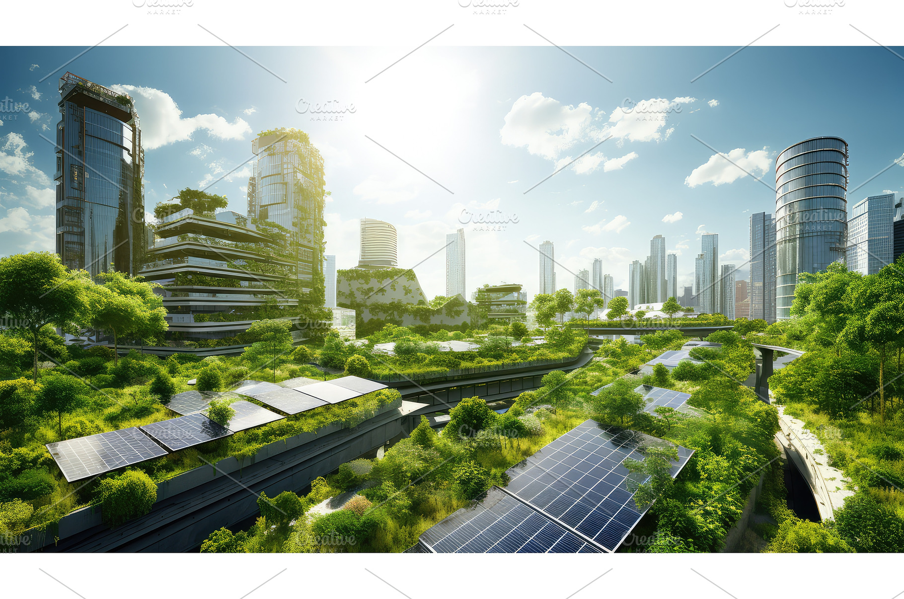 ecofriendly green city ai generated, an Architecture Photo by pikepicture