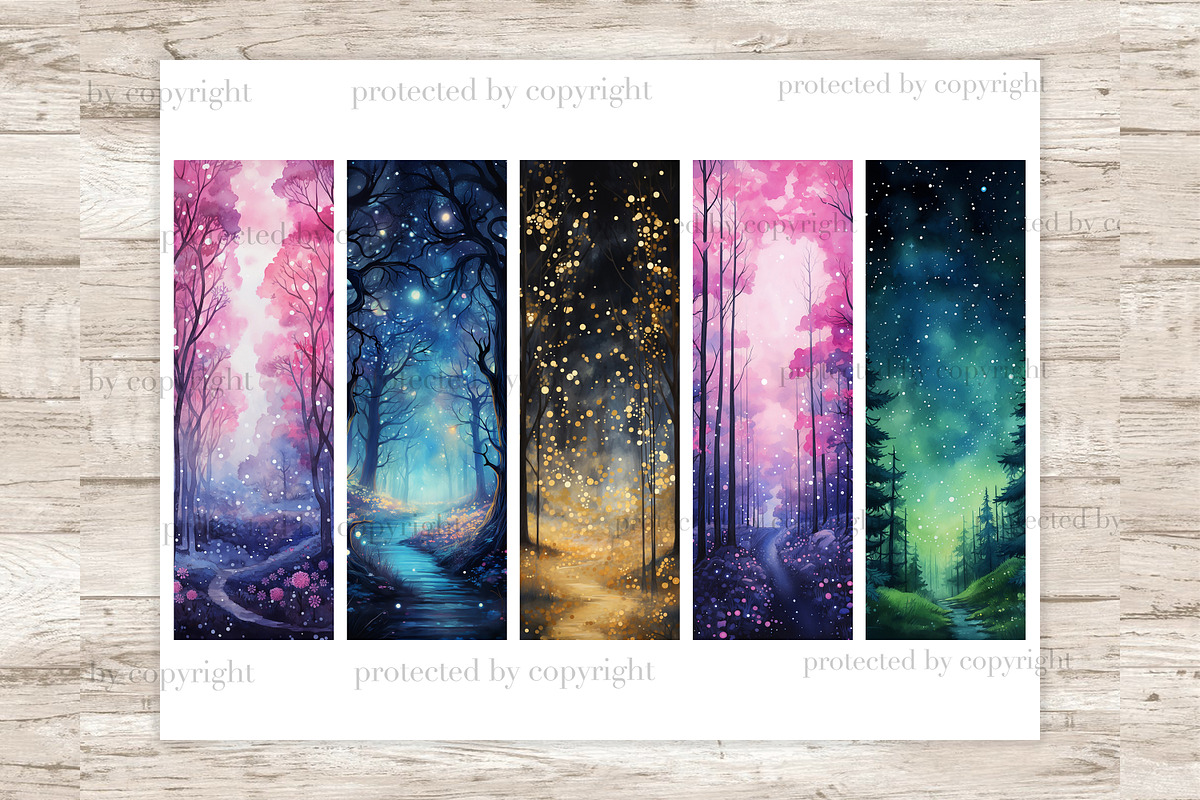 Night Forest Bookmarks, a Seasonal Illustration by GlamArtZhanna (Photo 2 of 3)