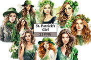 St. Patrick's Day Girl Cliparts, a Person Illustration by Mash Mash Stickers (Thumbnail 1 of 9)
