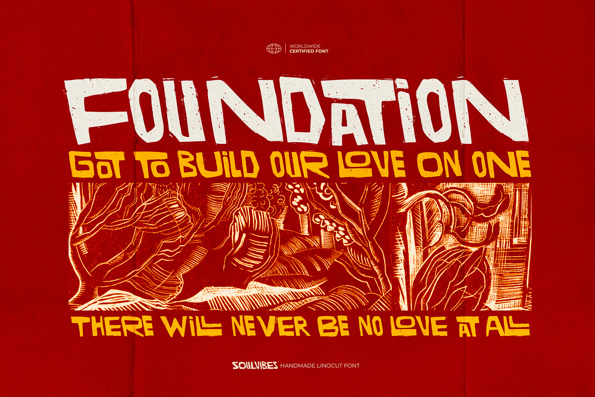 Soulvibes - Handmade Linocut Font, a Handwritten Font by ikiiko (Photo 2 of 7)