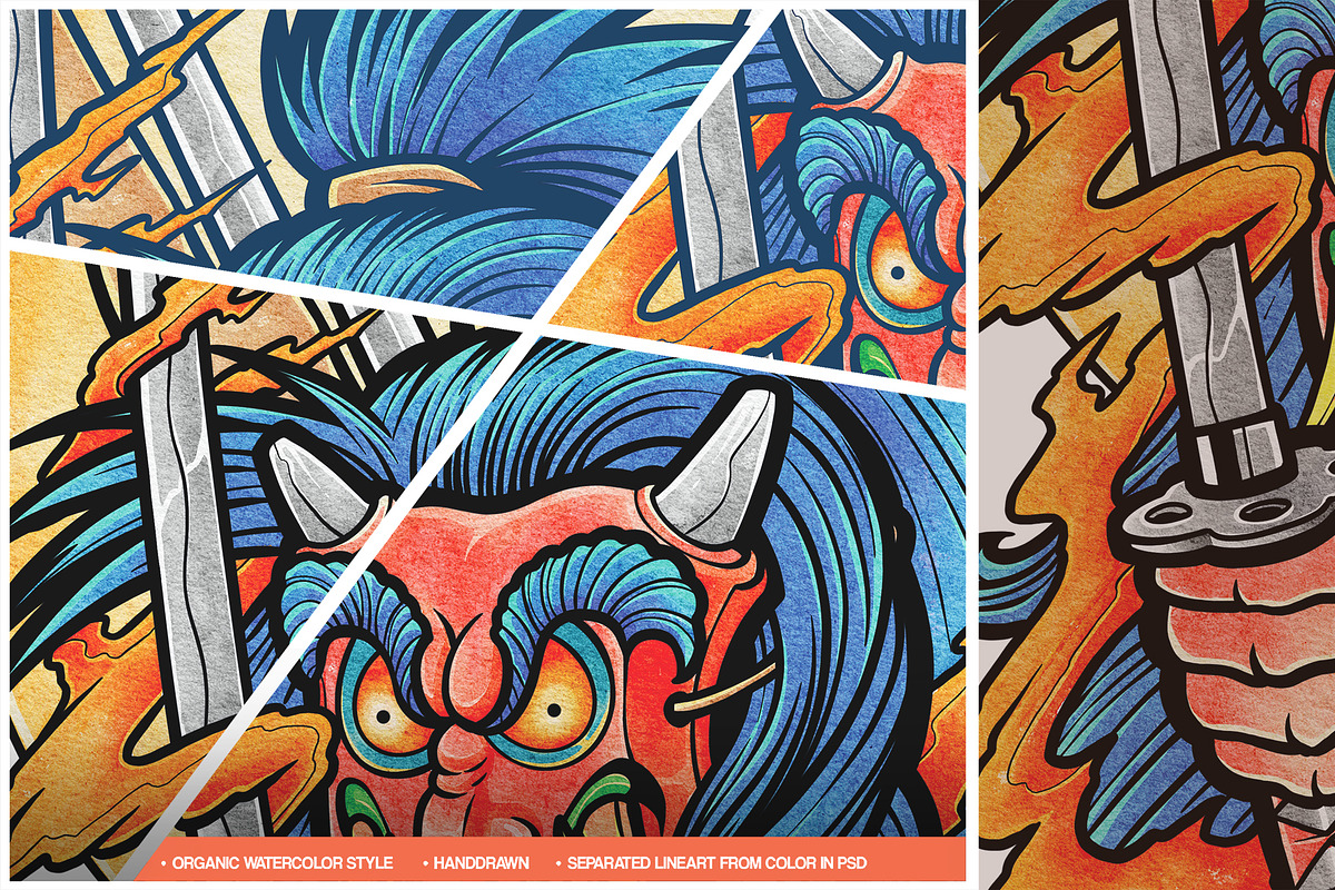 Watercolor Heroes & Demon Part 01, an Illustration by NStudio (Photo 5 of 5)