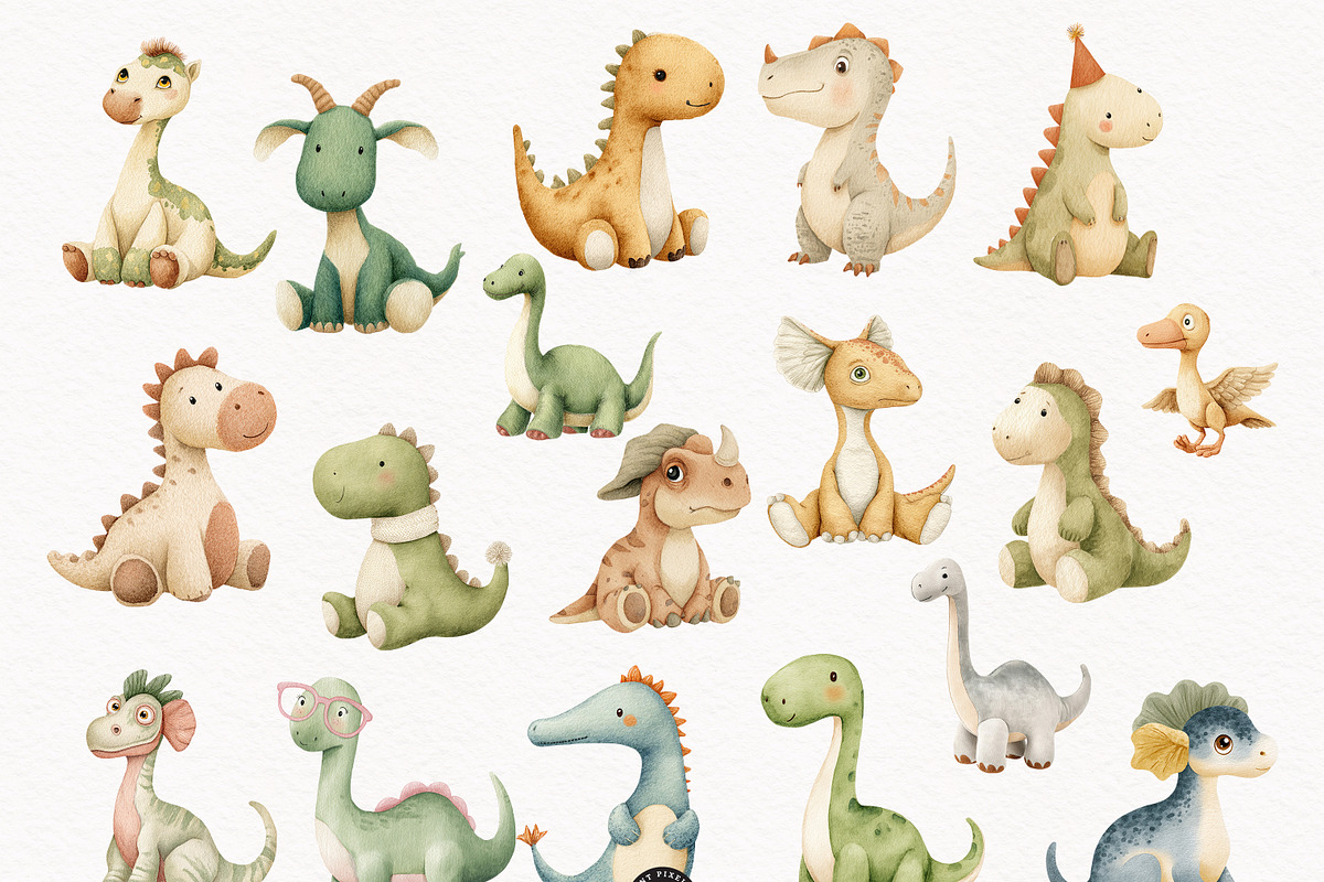 Dino Atelier Nursery Clipart, an Animal Illustration by PaintPixelCo (Photo 3 of 12)