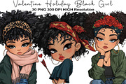 Valentine Holiday Black Girl Clipart, an Illustration by Black Bird Studio (Thumbnail 1 of 6)
