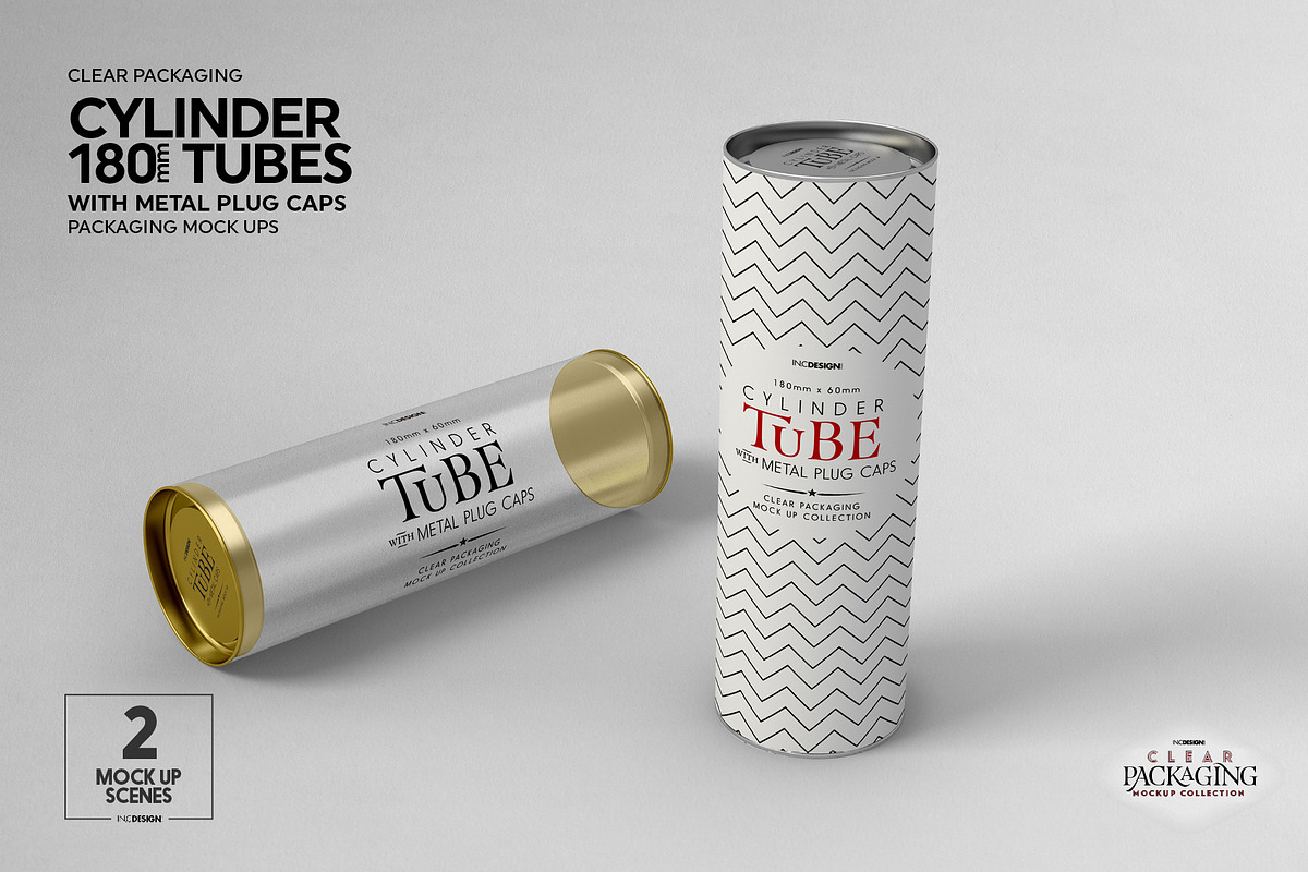 180mm Cylinder Tube Packaging Mockup, a Cups & Container Mockup by INCDesign (Photo 9 of 12)