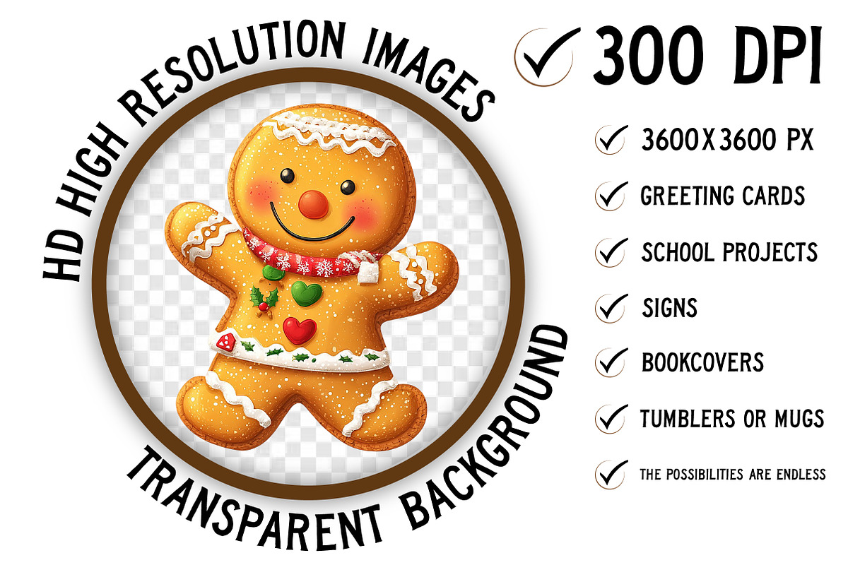Christmas Gingerbread Clipart, an Illustration by Craft Nest (Photo 2 of 10)