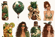 Watercolor Tropical Beach Girl, a Person Illustration by BusyDaydesign (Thumbnail 4 of 9)