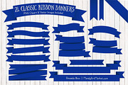 Royal Blue Ribbon Banner Clipart, an Illustration by Amanda Ilkov (Thumbnail 1 of 4)