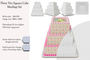 Tiered cake Mockup set. PSD mockup.