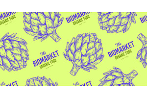 Artichoke, vegetable. Seamless, a Food Illustration by Foxys Graphic