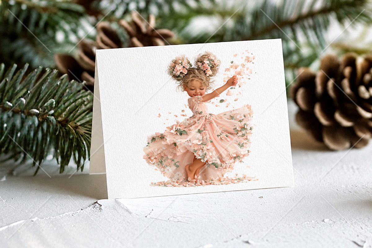Whimsical Floral Girl PNG Clipart, a Seasonal Illustration by Canvas Craft (Photo 7 of 10)