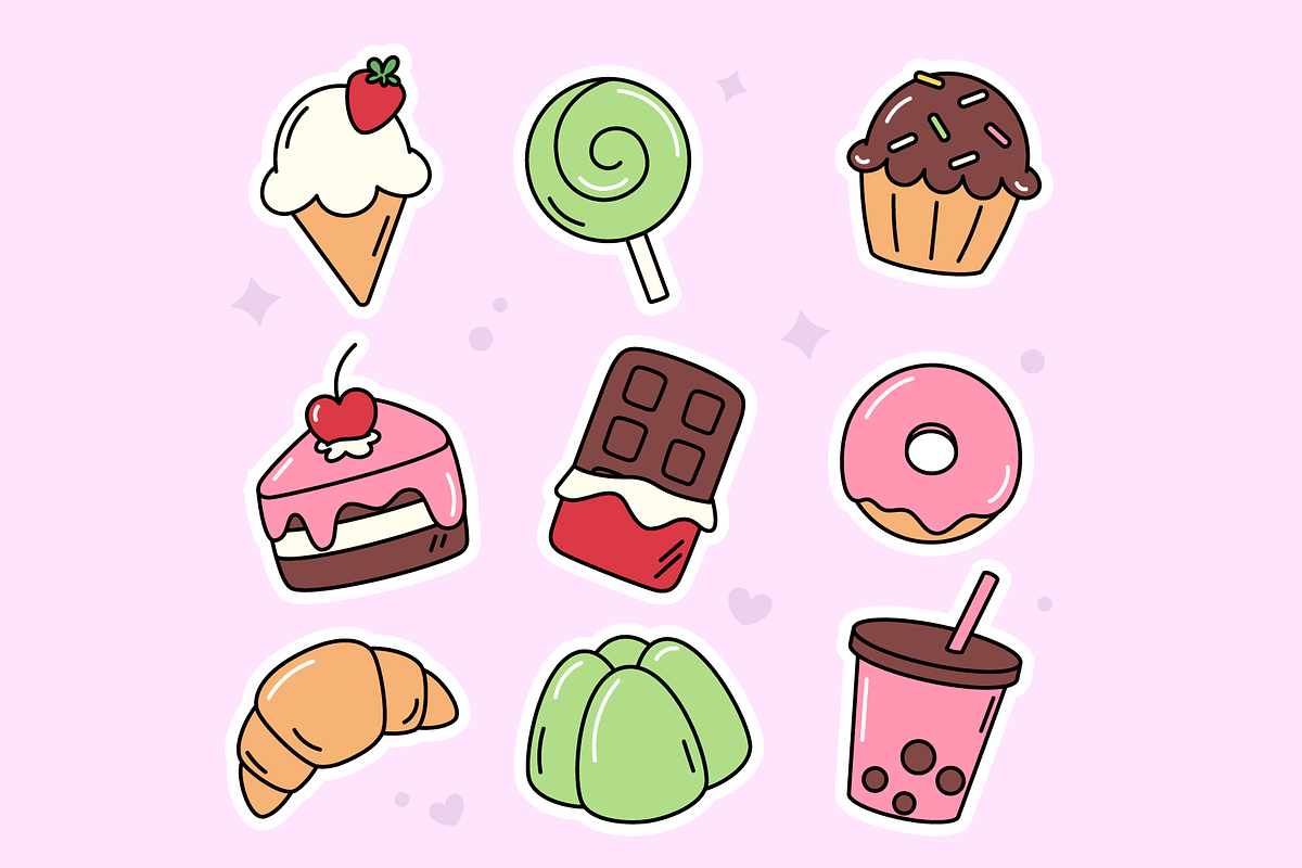 Cute kawaii desserts, an Illustration by Cmeree