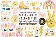 Retro Gold Glitter Happy New Year PN, an Illustration by Sublimation Artist (Thumbnail 1 of 6)