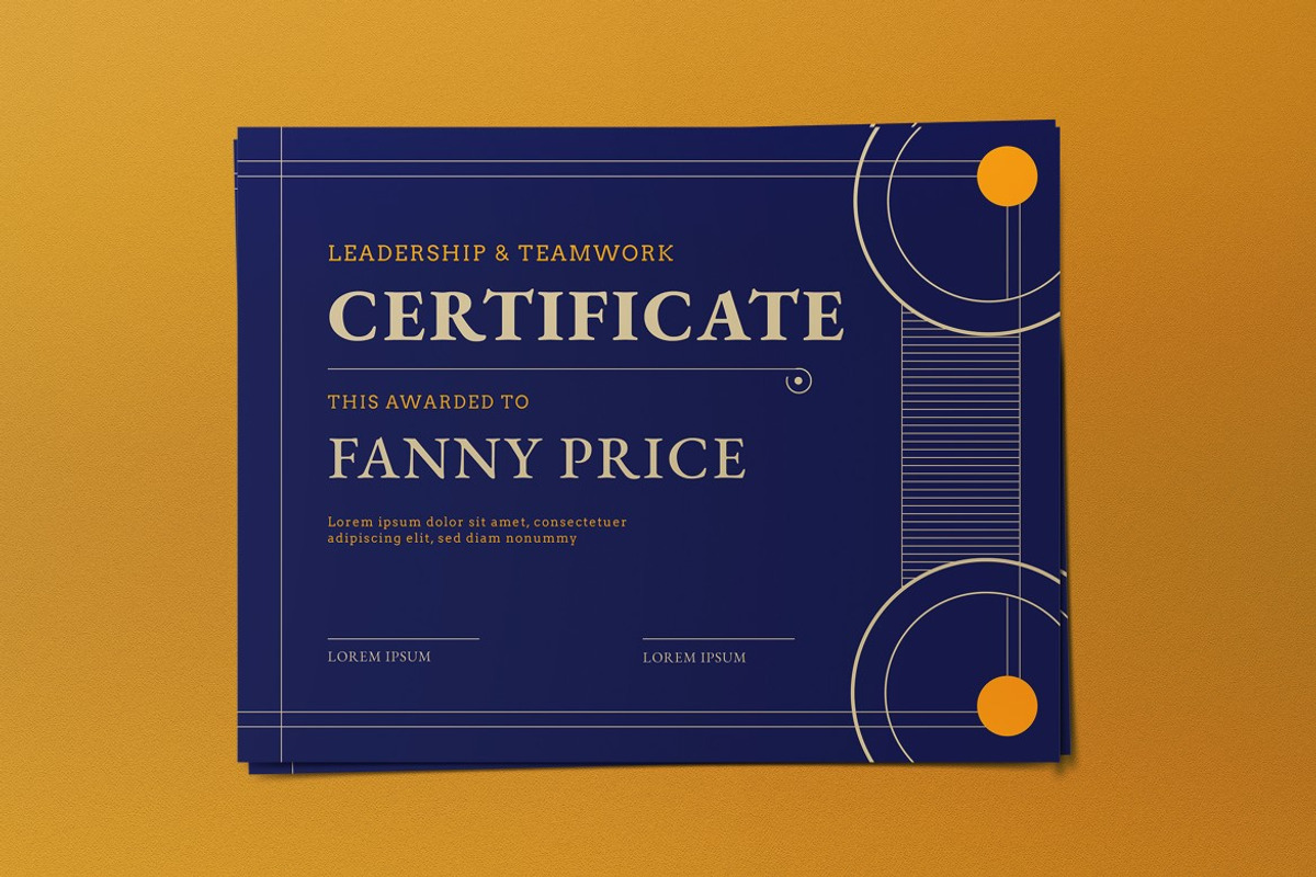Blue Yellow Art Deco Certificate, a Print Template by graphicook (Photo 3 of 4)