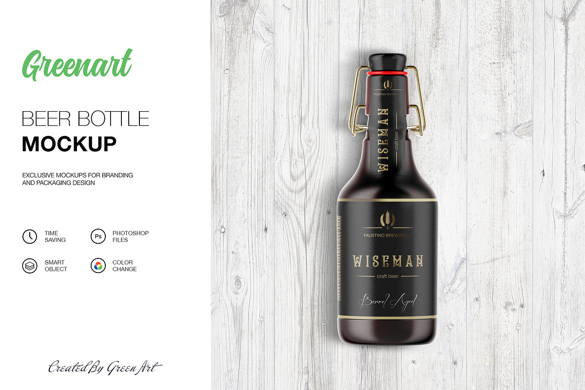 Beer Bottle Mockup, a Product Mockup by Green Art (Photo 2 of 7)