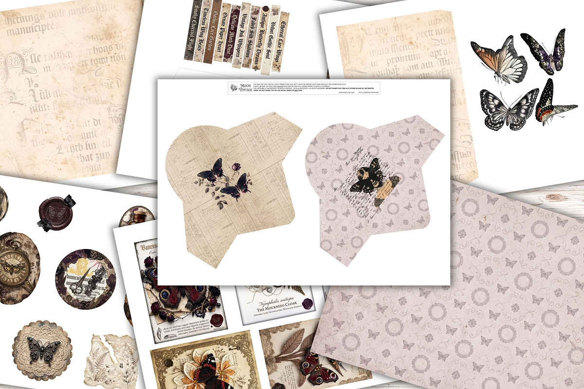 Gothic Butterfly Folio Kit, a Decorative Illustration by Print Haven Mochi Vintage (Photo 3 of 4)