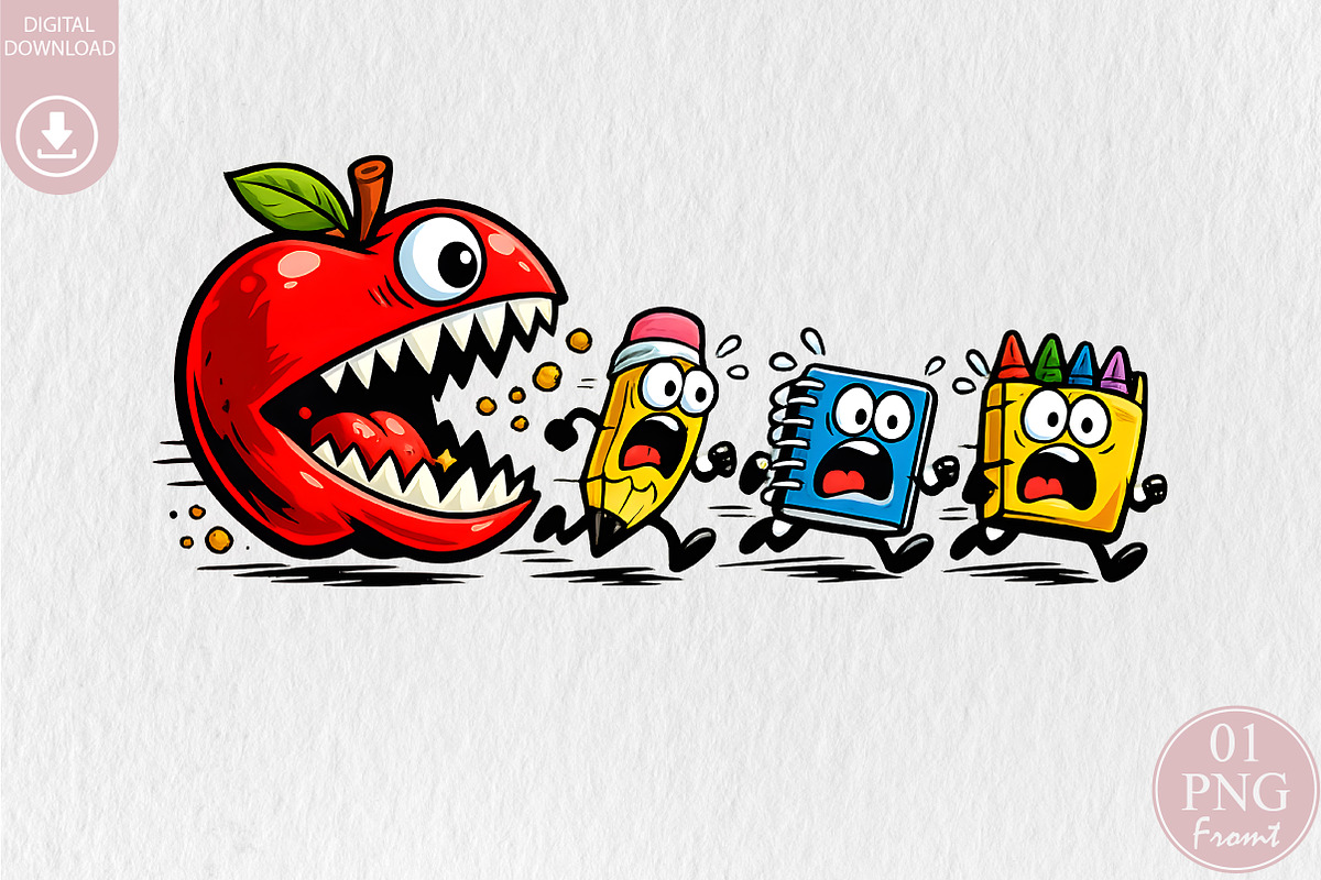 Funny Back to School Monster Apple, a Seasonal Illustration by Rose Art (Photo 1 of 5)