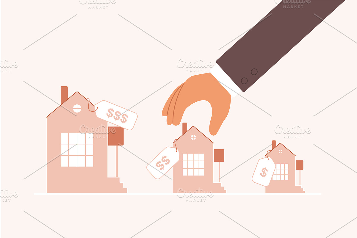 Choice affordable real estate price, a Finance Illustration by Lemberg Vector