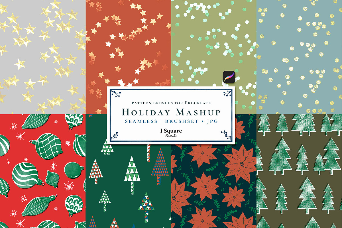 Holiday Mashup Pattern & Stamp Brush, a Brush Add-On by JSquarePresents (Photo 4 of 11)