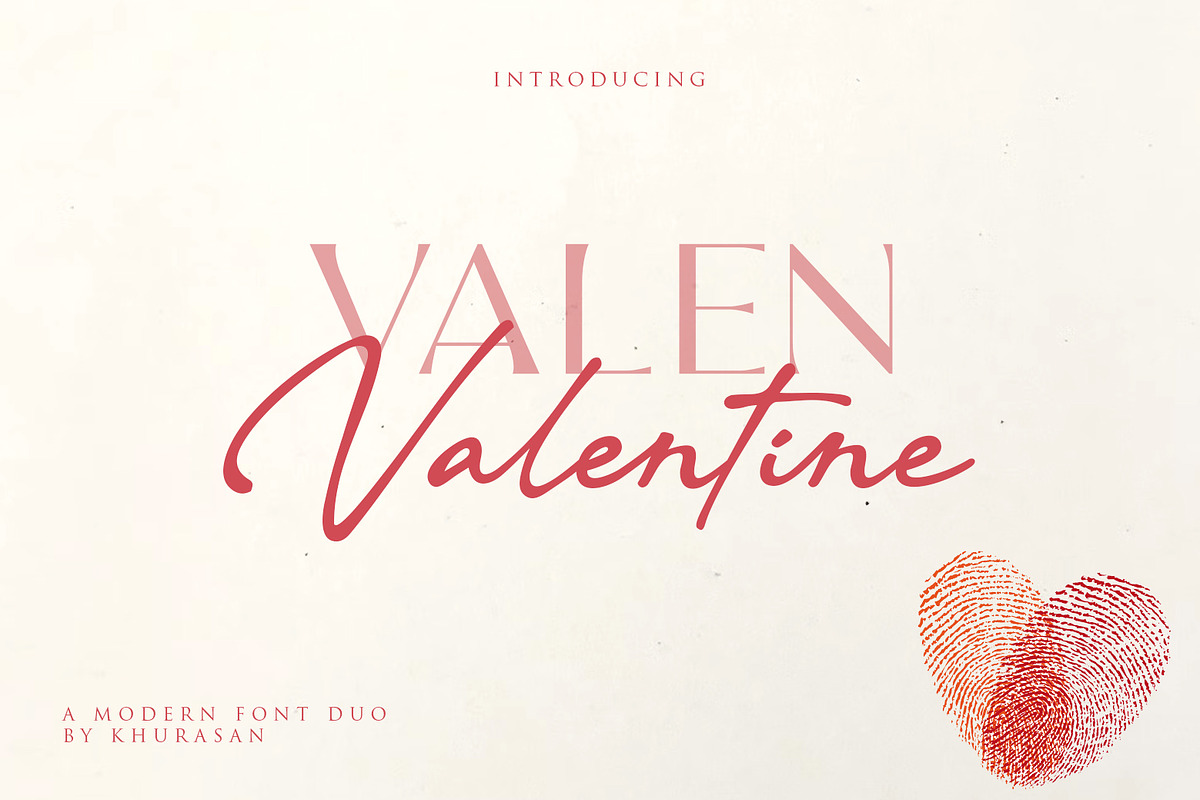 Valen Valentine Font Duo, a Script Font by khurasan (Photo 1 of 7)
