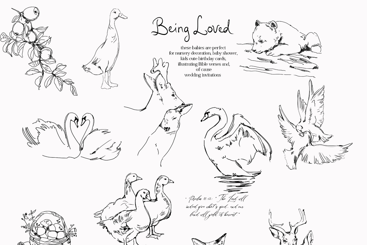 Being Loved - Vintage Line Art, a Decorative Illustration by whiteheartdesign (Photo 2 of 14)