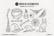 Spooky Witch Vector Line Art, an Illustration by MadliArt (Thumbnail 3 of 4)