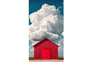 Red barn under dramatic clouds in, a Nature Photo by Lermont51