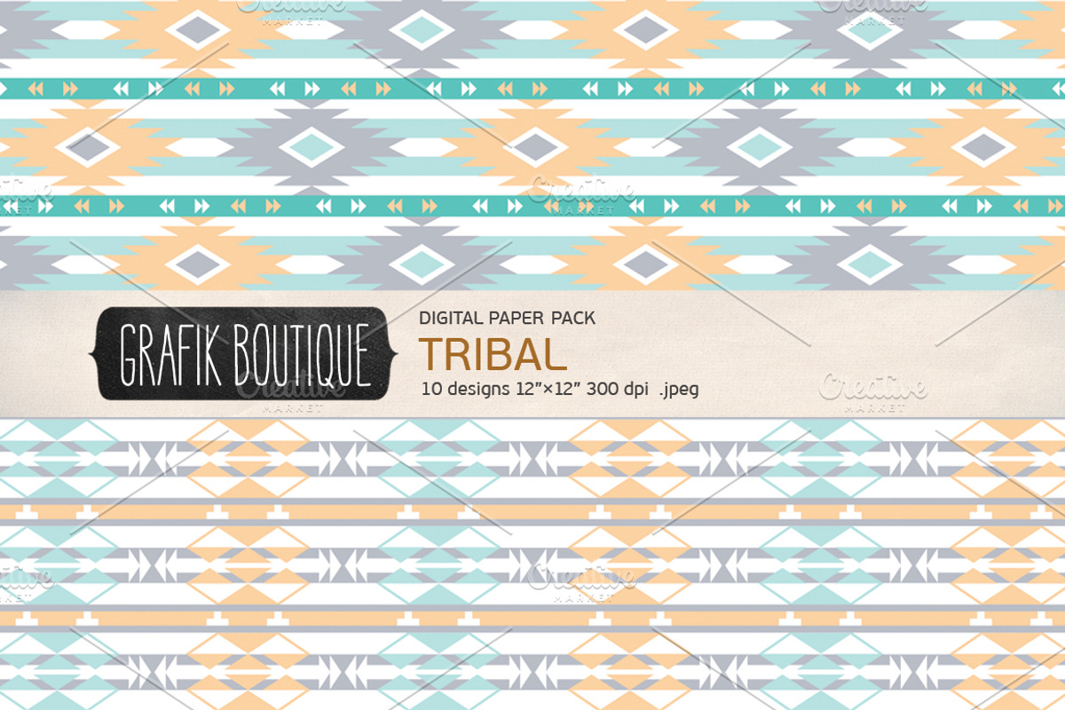 Tribal pattern digital paper pack preview 5