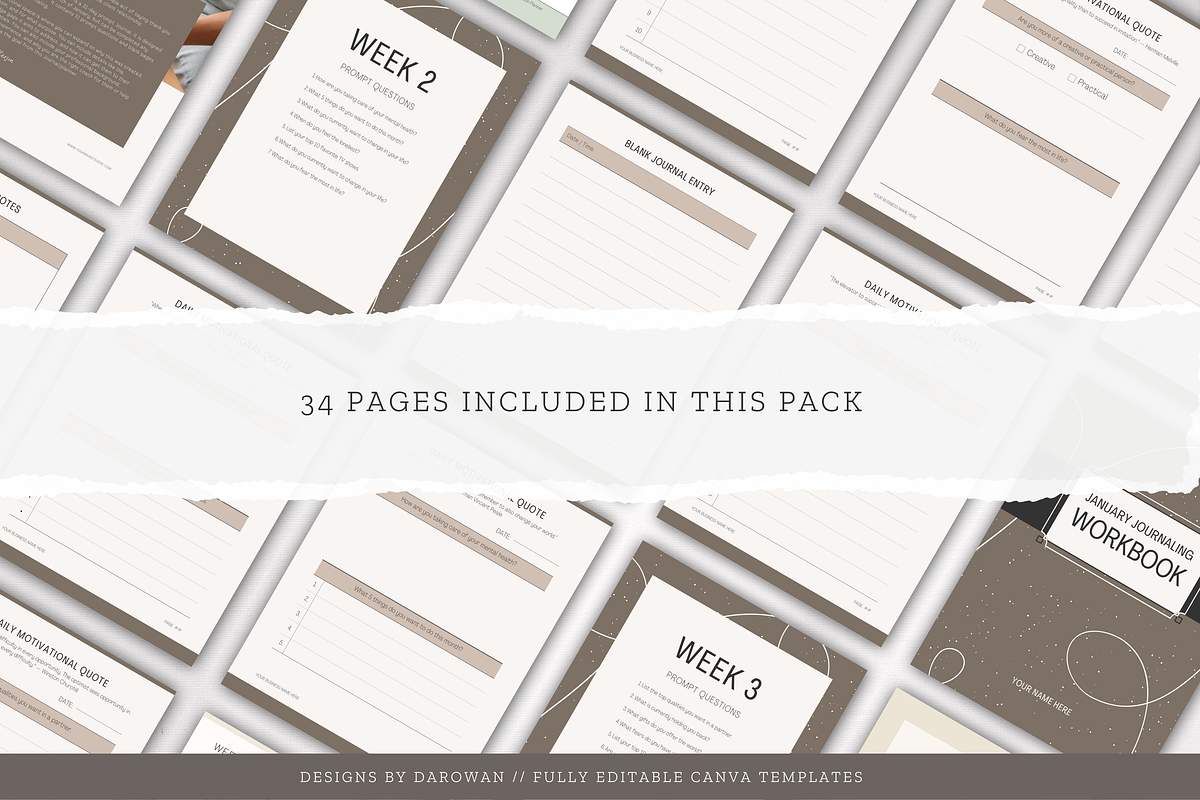 Prompt Journaling Workbook | Canva, a Magazine Template by Designs by Darowan (Photo 6 of 10)