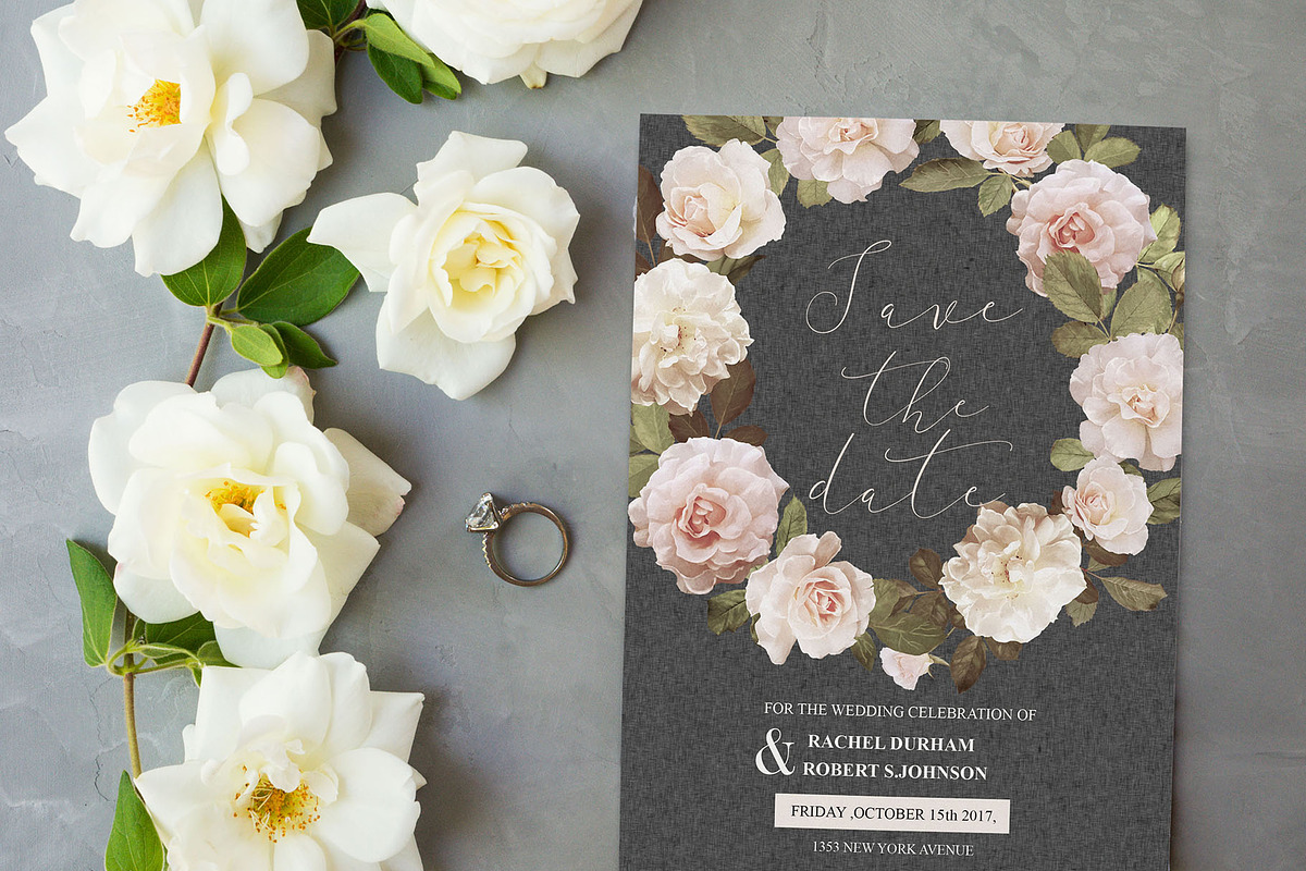 Floral save the date card, an Invitation Template by Chic templates (Photo 3 of 3)