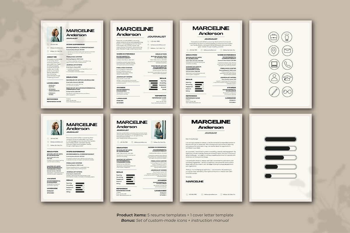 Minimal CV & Cover Letter Templates, a Resume Template by TEAM RONDI (Photo 1 of 6)