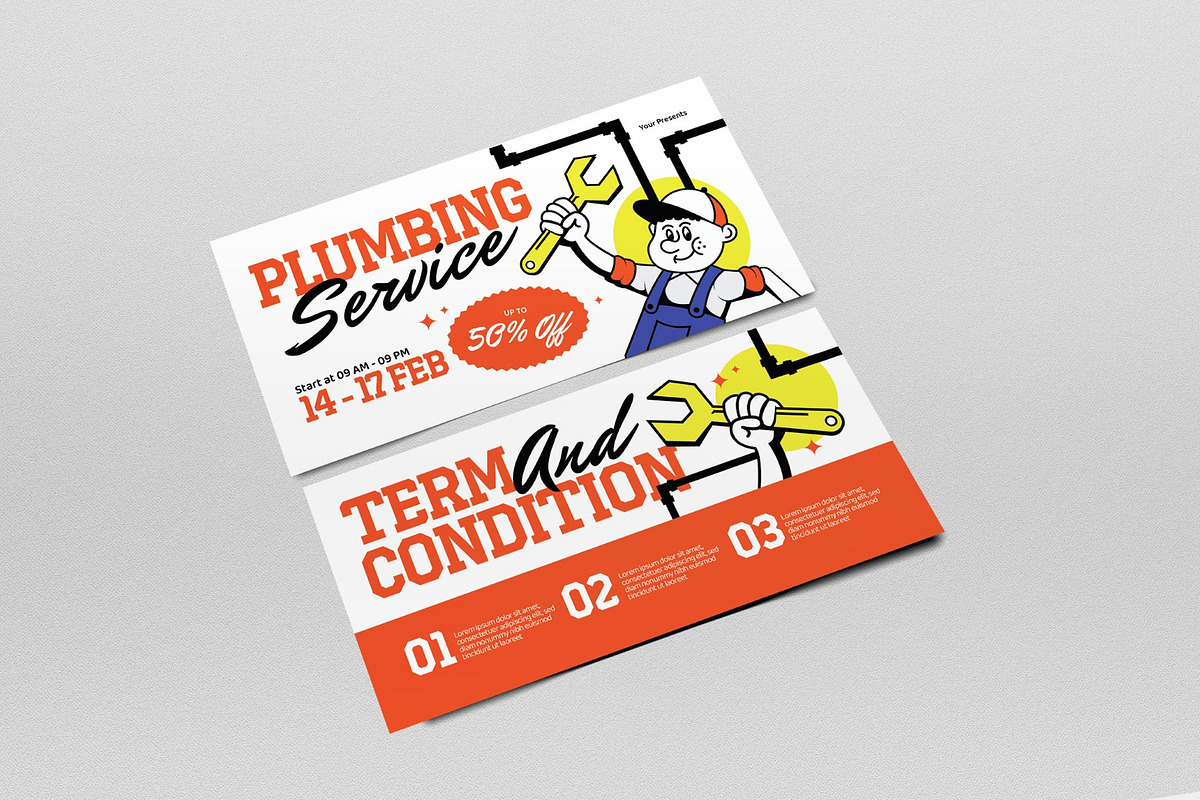 Plumbing Service Sale Voucher, a Card Template by graphicook (Photo 2 of 3)