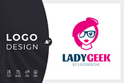 Lady Geek Logo Template, a Branding & Logo Template by LOGOMAGINE (Thumbnail 1 of 16)