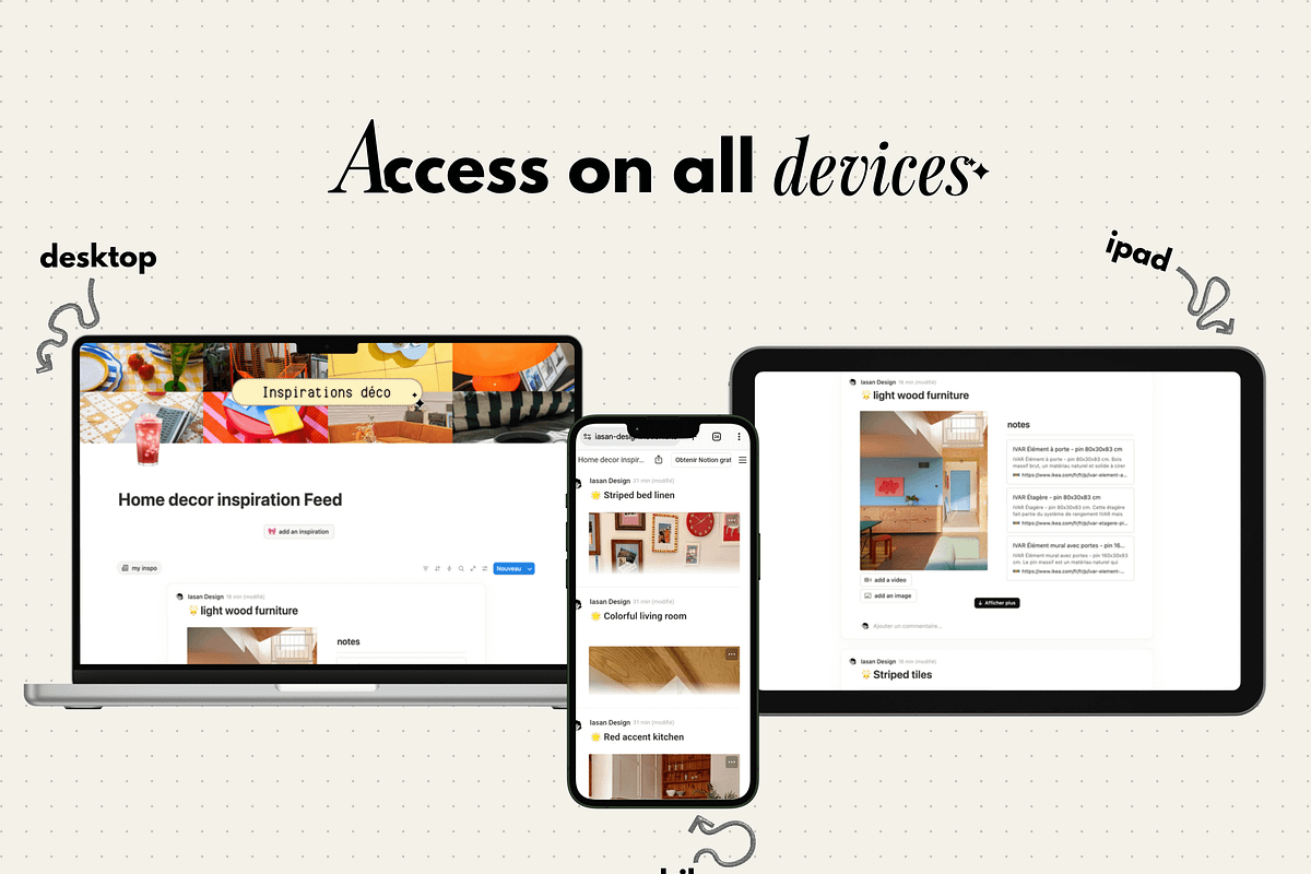 Home decor feed - Notion template, an App Template by Iasan Design (Photo 4 of 6)