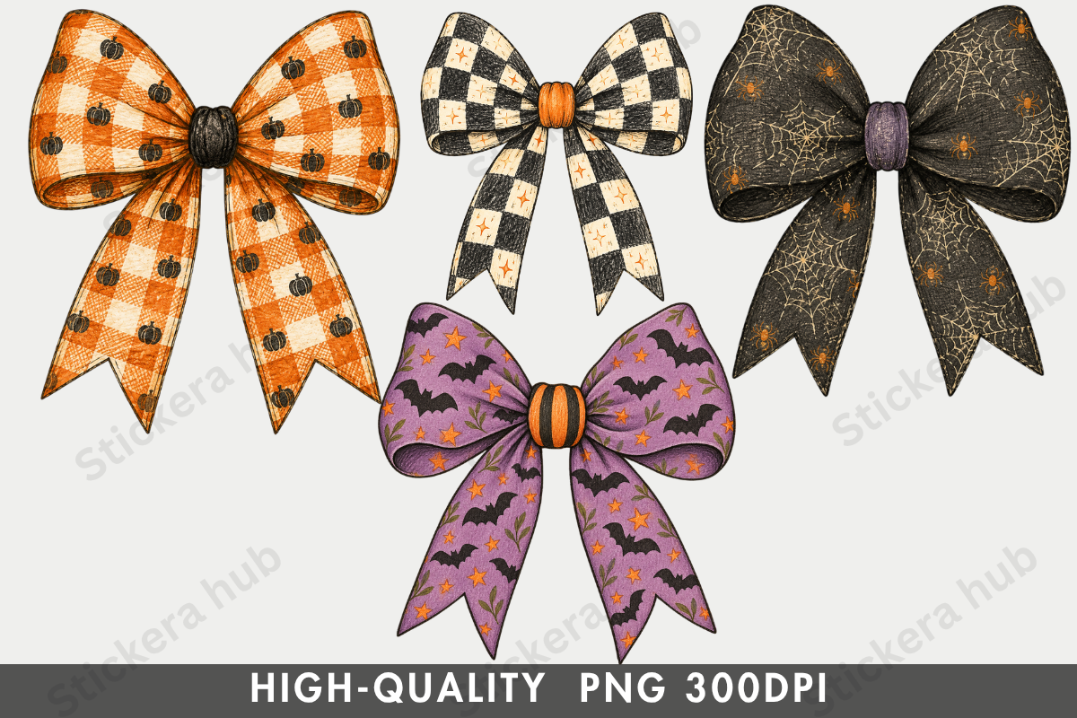 Preppy Halloween Coquette Bow PNG, a Seasonal Illustration by Stickera Hub (Photo 2 of 3)