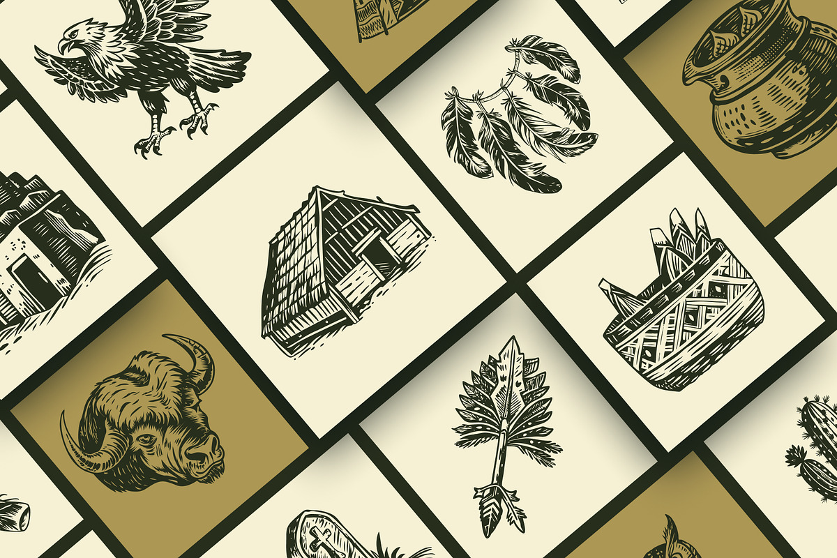 Native American Art Icon Set, a Person Illustration by Creative Stall (Photo 6 of 9)