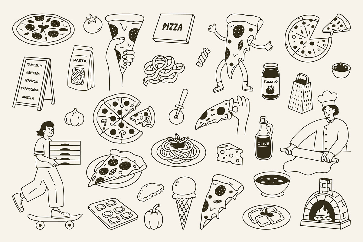 Pizza and Pasta Illustrations, a Food Illustration by AnnArt (Photo 11 of 11)