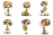 Whimsical Daisy Girl Clip Art, an Illustration by Designking (Thumbnail 2 of 5)