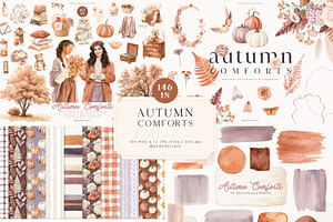 Autumn Comforts Collection, a Seasonal Illustration by PeDe Designs