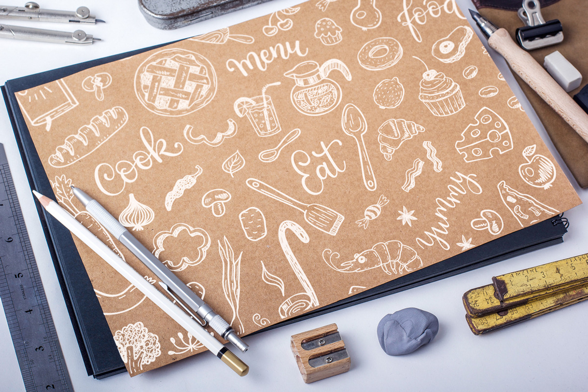 Food dooles set + patterns, a Food Illustration by Hala (Photo 2 of 5)