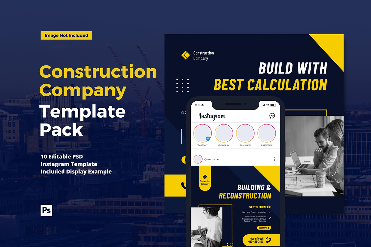 Construction Company Instagram Post, a Social Media Template by CavenArt (Photo 1 of 5)