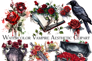 Watercolor Vampire Clipart