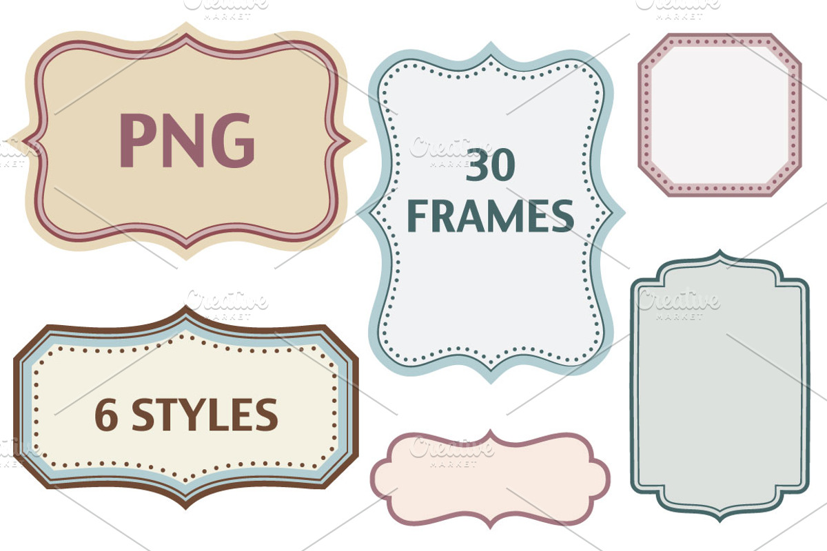 30 color frames in 6 styles - PNG, an Object Graphic by Wild Rose (Photo 1 of 8)