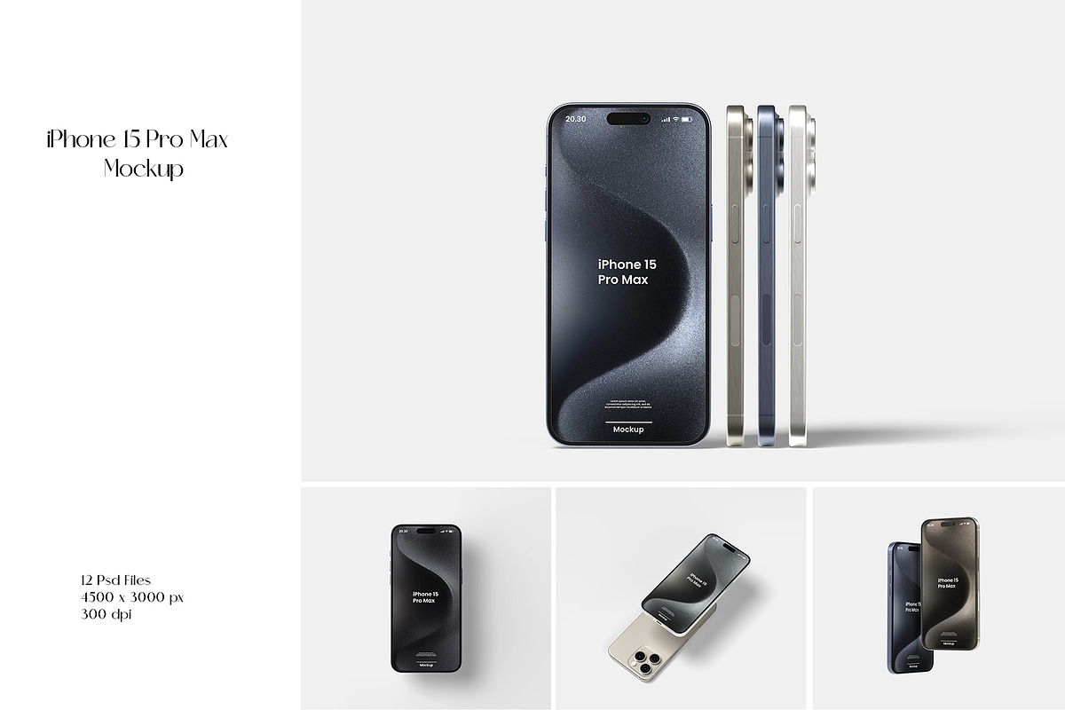 iPhone 15 Pro Max Mockup, an iPhone Mockup by Graphicbars (Photo 1 of 20)