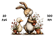 Whimsical Floral Bunny and Duck, an Animal Illustration by GiraffeCreative (Thumbnail 3 of 20)