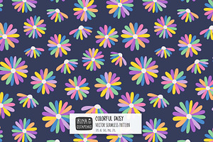 Rainbow Daisy Blooms Pattern