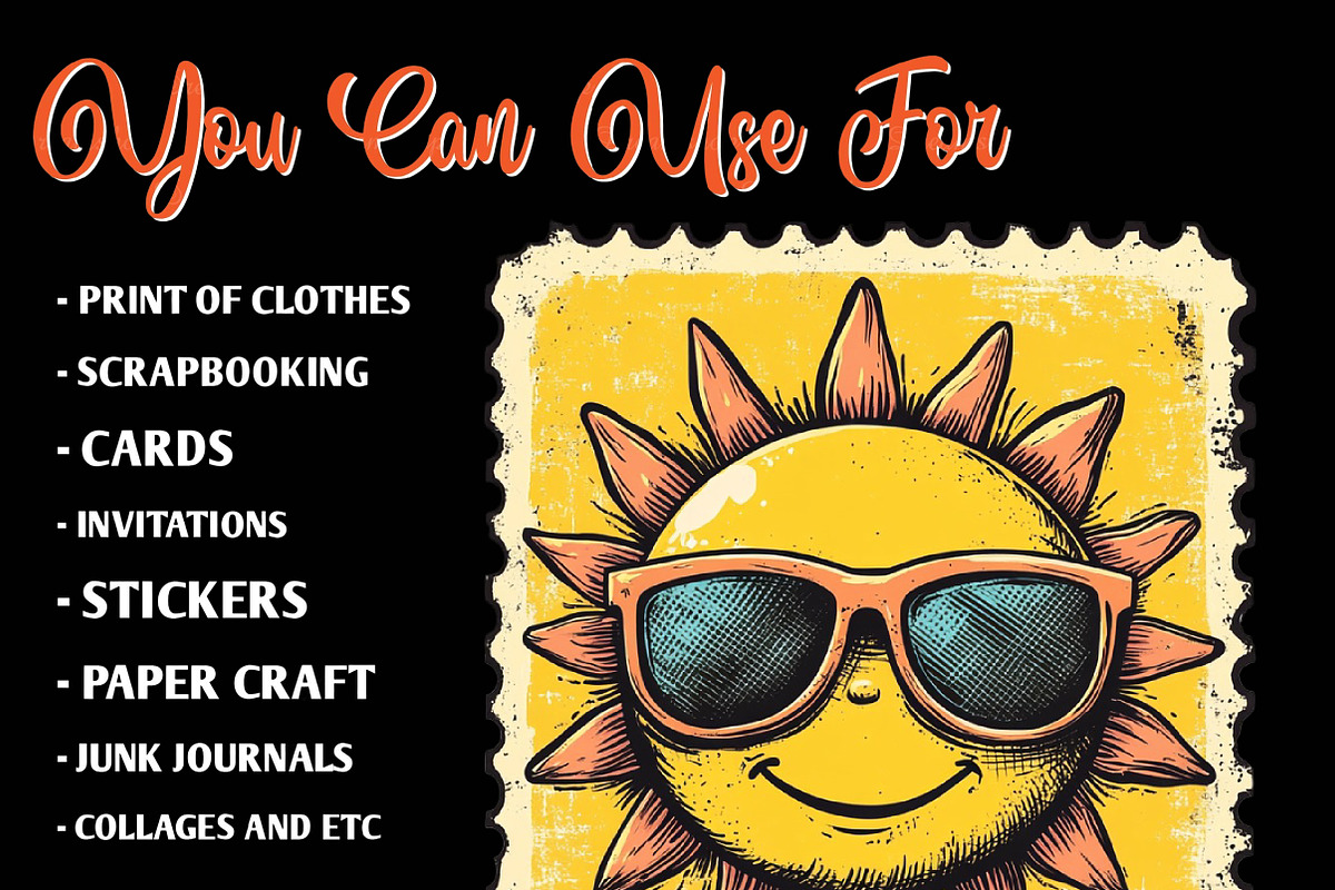 Yellow Summer Postage Stamps Clipart, an Illustration by CreationArt (Photo 9 of 9)