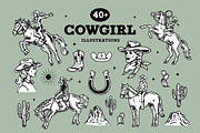 Cowgirl Vector Illustrations, an Illustration by cd-design.co (Thumbnail 1 of 8)