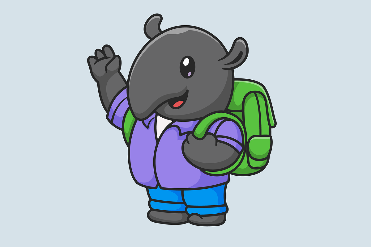 Cute Tapir With Backpack Cartoon, an Animal Illustration by Catalyst Labs (Photo 3 of 3)