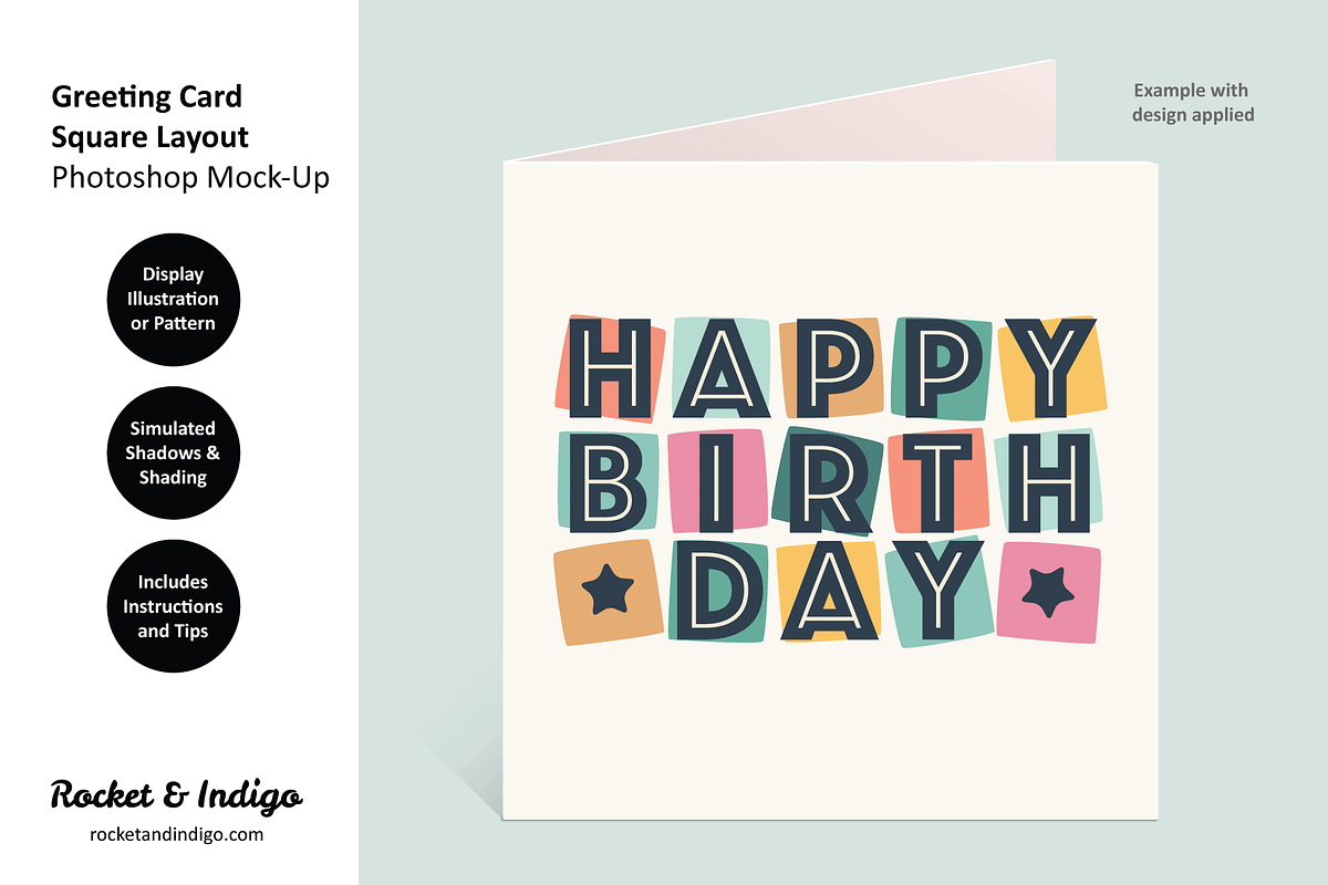 Greeting Card Photoshop Mock-Up 1, a Print Template by Rocket & Indigo (Photo 1 of 3)